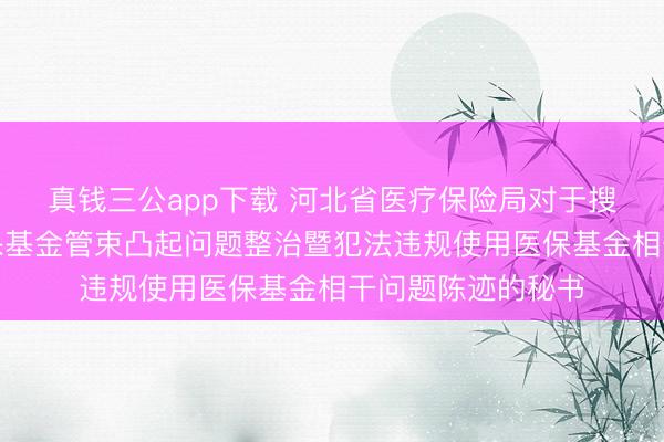 真钱三公app下载 河北省医疗保险局对于搜集河北省真切医保基金管束凸起问题整治暨犯法违规使用医保基金相干问题陈迹的秘书