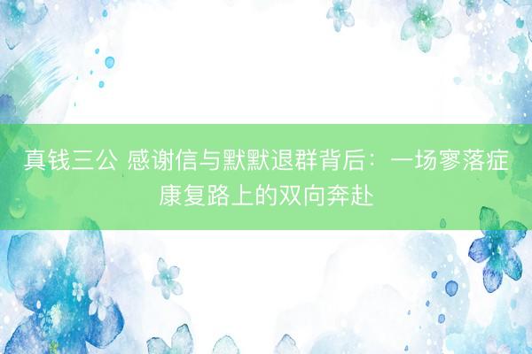 真钱三公 感谢信与默默退群背后：一场寥落症康复路上的双向奔赴