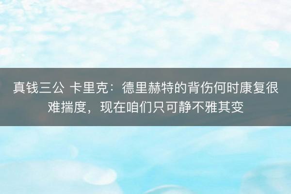 真钱三公 卡里克：德里赫特的背伤何时康复很难揣度，现在咱们只可静不雅其变