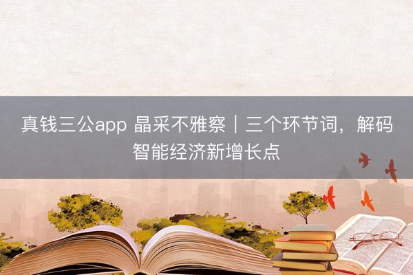 真钱三公app 晶采不雅察｜三个环节词，解码智能经济新增长点
